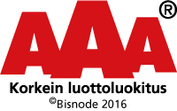 Logo AAA Korkein luottoluokitus Bisnode 2016